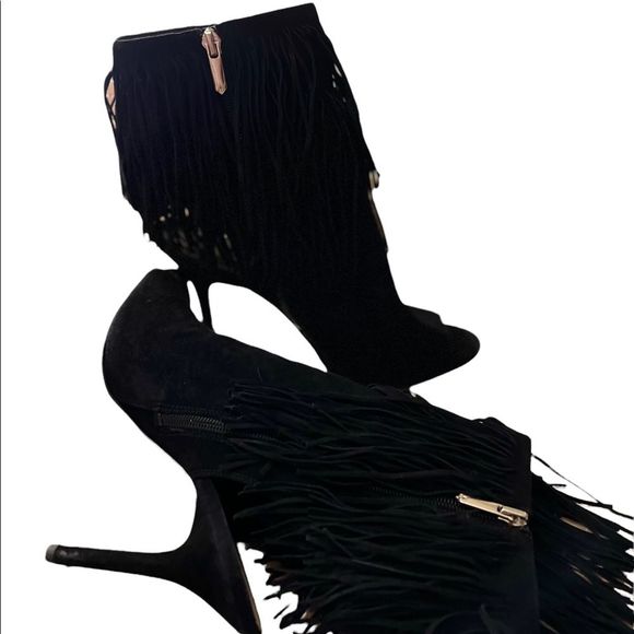 Sam Edelman Arizona Tassel Peep Toe Heel Black - Picture 10 of 11
